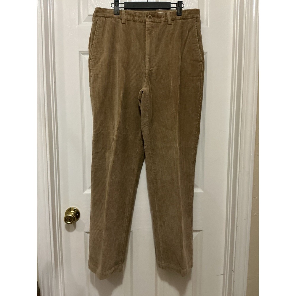 Savane Men's Corduroy Pants 34x32 Tan/Pecan Straight Leg Relaxed Fit Casual EUC